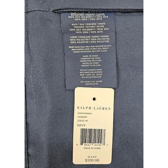 New Ralph Lauren Ledbury Silk Pillow Cover 20x20 Navy Saddle Bridle Belt - Picture 4 of 4